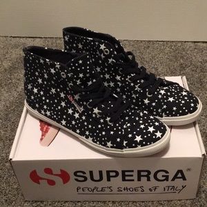 Superga Hightop Sneakers in Night Sky, Size 9